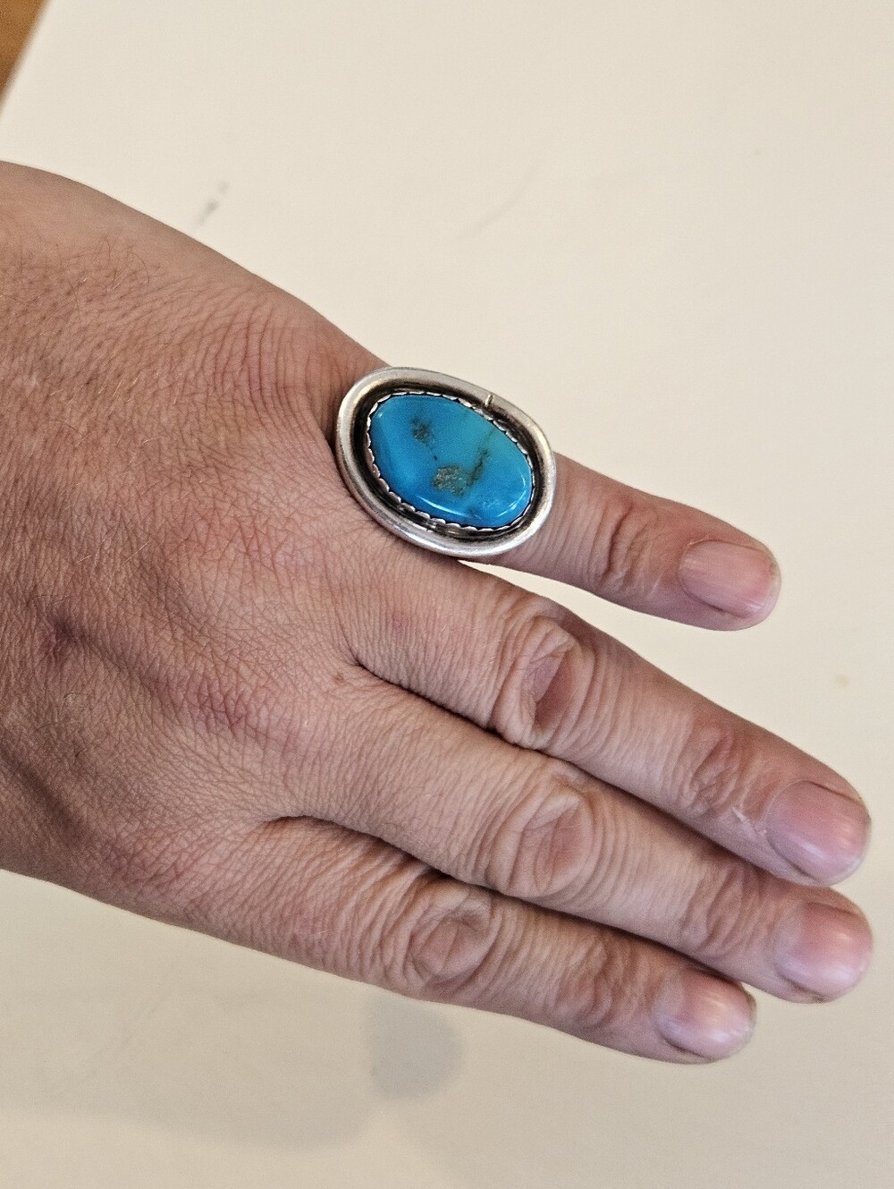 Vintage 32.8mm Native American Southwestern Turquoise Statement Ring Sz 9 - Picture 8 of 9